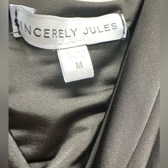 Sincerely Jules Y2K Maxi Dress Womens Medium Black Satin Slip Lace Whimsigoth - Picture 5 of 6